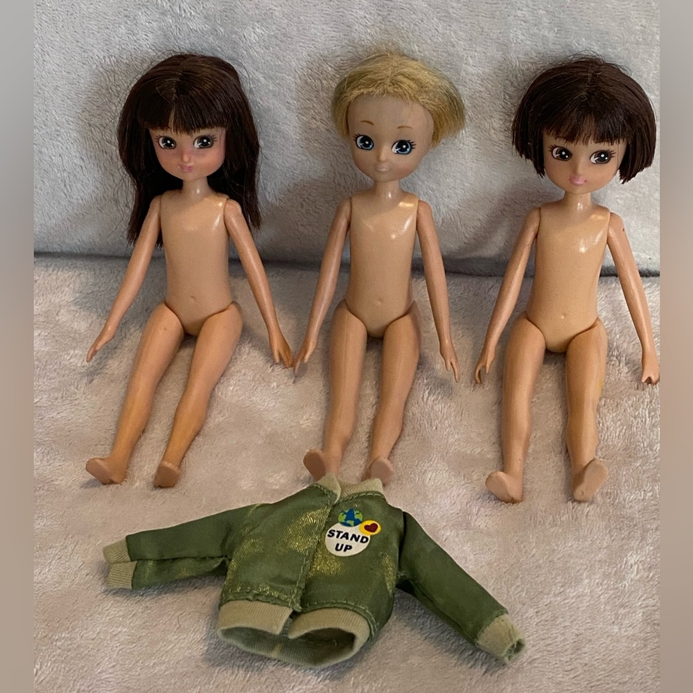 Lot 3 Arklu Ltd Dolls 1 Blonde 2 Brown Hair Gender Neutral From UK 7” no clothes